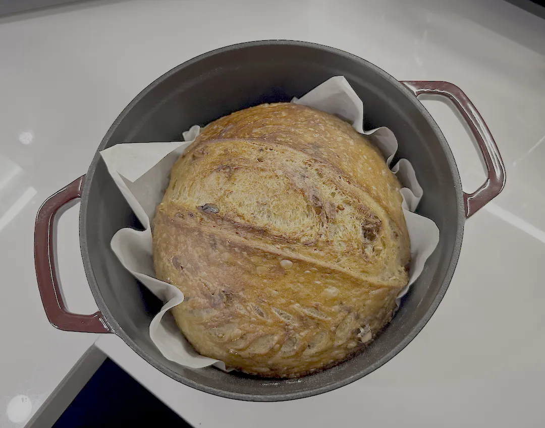 Whole wheat loaf in dutch oven